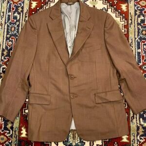 Paul Stuart Brown Tan Houndstooth Stuart III 39S 100% Wool Blazer Sports Coat‎